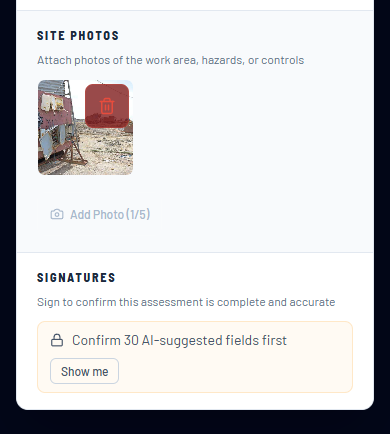 Confirm AI-suggested fields first